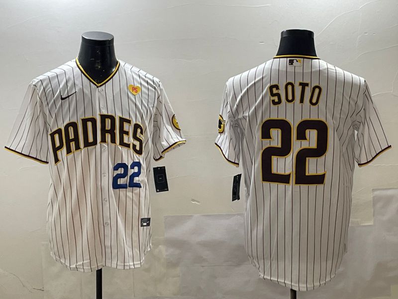 Men San Diego Padres #22 Soto White Stripe Game 2025 Nike MLB Jersey style 8